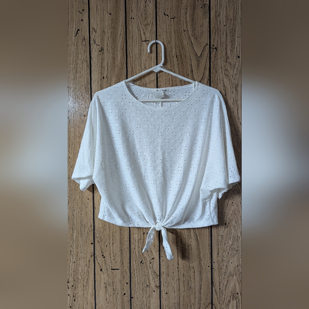 Caution To The Wind Eyelet Crop Top